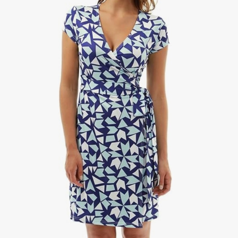 Cap/short sleeve faux wrap dress - XL